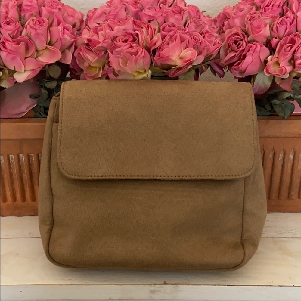 NWOT Camel Ultra-Suede Cross-Body Bag